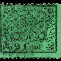 1868 Pontificio 2c. verde chiaro (N°22)