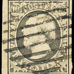 1852 Lussemburgo: effigie di Guglielmo III 10c. nero grigio (N°1).